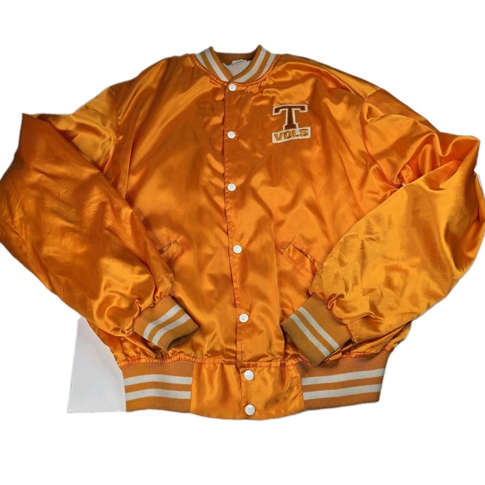 Vintage 80s Tennessee Vols Satin Bomber Jacket Mens XXL Colorblock Orange USA